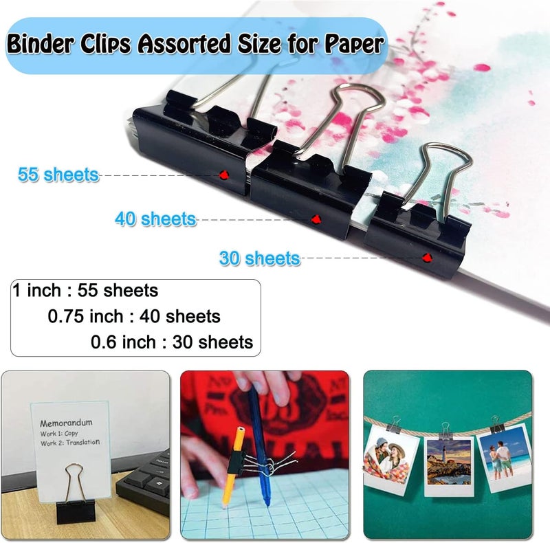 SWIUKPHE 340pcs Paper and Binder Clips Set, Assorted Sizes Large, Medium, Small, Mini, Silver and Black, for Office, School, Home Organization - Image 5