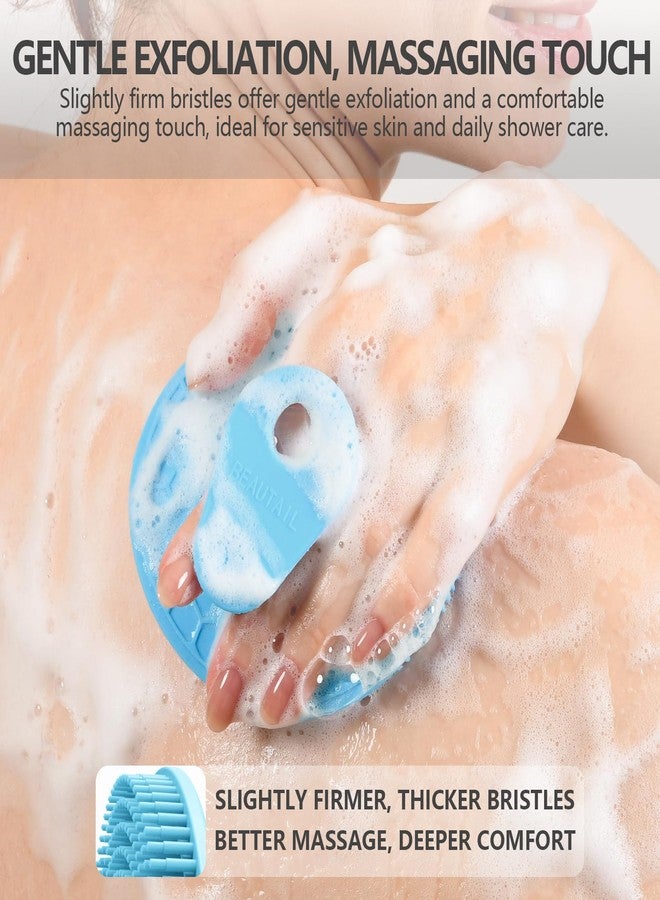 BEAUTAIL Silicone Body and Face Scrubber Set 5 Pack, Shower Bath Scrubber, Gentle Exfoliating Brush for Women Men Sensitive Skin, More Hygienic Than Traditional Loofah, Long Lasting, Pink+Blue+Gray - Image 3