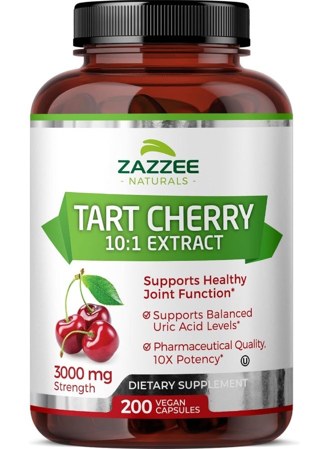 Zazzee Naturals Tart Cherry Extract Capsules, 200 Count, 3000mg Strength - Image 1