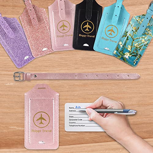 ACdream Luggage Tags 2 Pack, Leather Suitcase Tags Identifiers, Cute Cruise ID Labels with Privacy Cover fits on Backpack, Travel Bag, for Women, Men, Adults, Kids, Rose Gold - Image 2