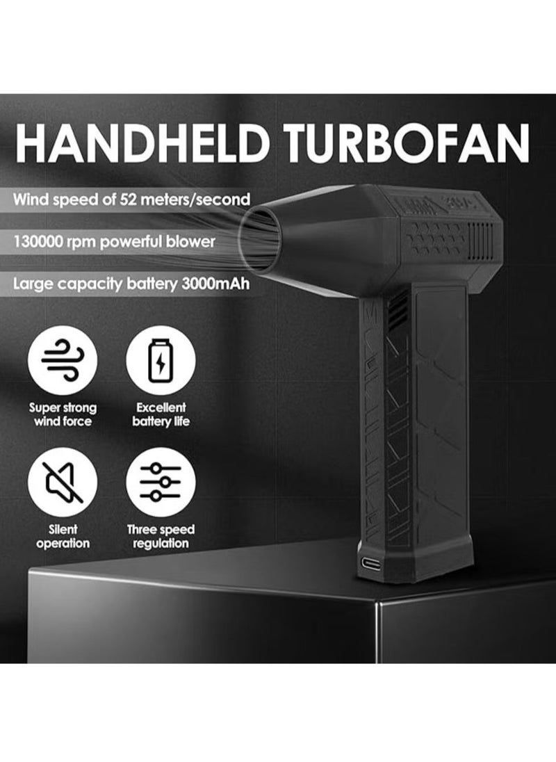TIGER Mini Turbo Jet Fan 130,000RPM 52m/s – Powerful 3000mAh Wireless Portable Handheld Fan for Cleaning, Camping, Outdoor Use, High-Speed Airflow, Compact Design - Image 3