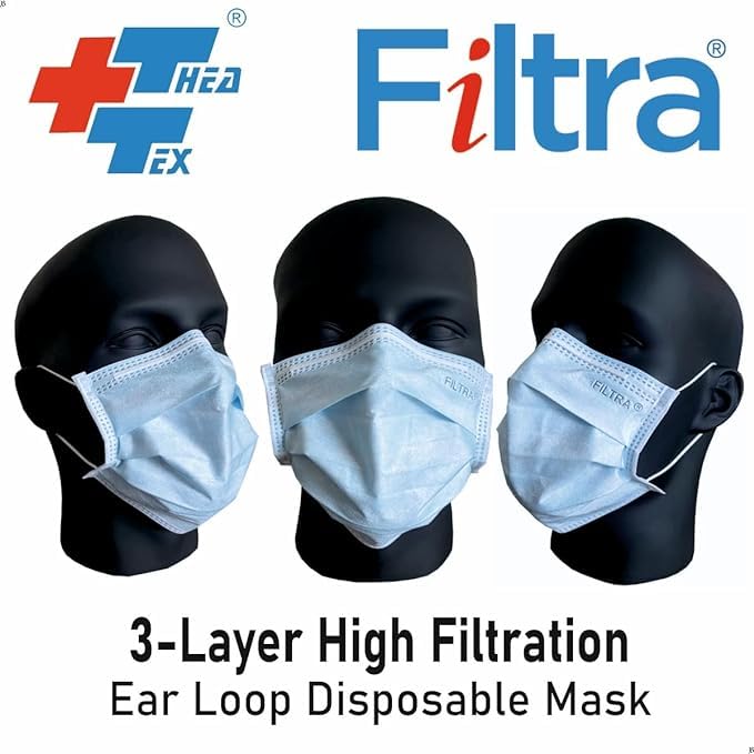 Filtra ® 3-Ply Ear Loop Surgical Mask - High Filtration | Breathable | Hypoallergenic | Ergonomic | Fluid Repellent - Image 3