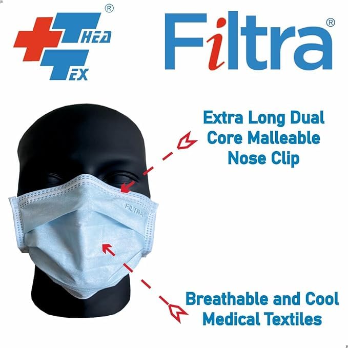Filtra ® 3-Ply Ear Loop Surgical Mask - High Filtration | Breathable | Hypoallergenic | Ergonomic | Fluid Repellent - Image 4
