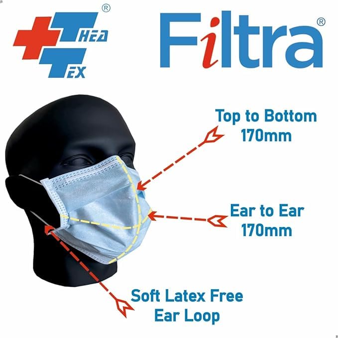 Filtra ® 3-Ply Ear Loop Surgical Mask - High Filtration | Breathable | Hypoallergenic | Ergonomic | Fluid Repellent - Image 5