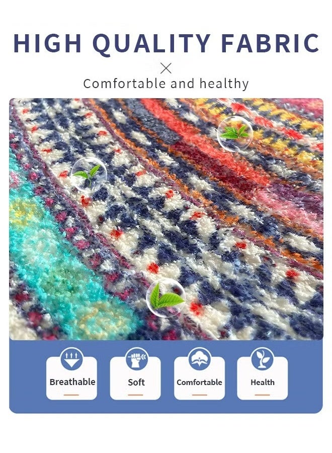 EETU Half Round Doormats,Semi Circle Door Mat,Non-Slip Bathroom Floor Rug,Welcome Entrance Rug,Absorbent Bath Mat,Indoor Rug,Room Doormat,Bohemia Ethnic Style Pattern,60x90cm Multicolor - Image 3