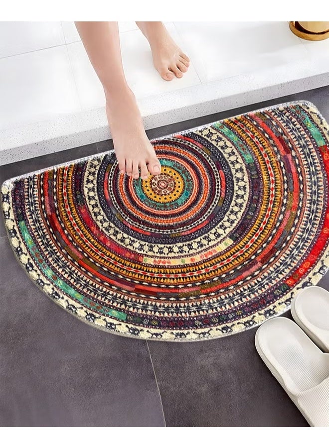 EETU Half Round Doormats,Semi Circle Door Mat,Non-Slip Bathroom Floor Rug,Welcome Entrance Rug,Absorbent Bath Mat,Indoor Rug,Room Doormat,Bohemia Ethnic Style Pattern,60x90cm Multicolor - Image 5
