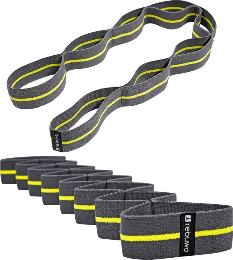 ريبو Eight-Stage Pilates Band Resistance Band Yoga Elastic Stretch Strap