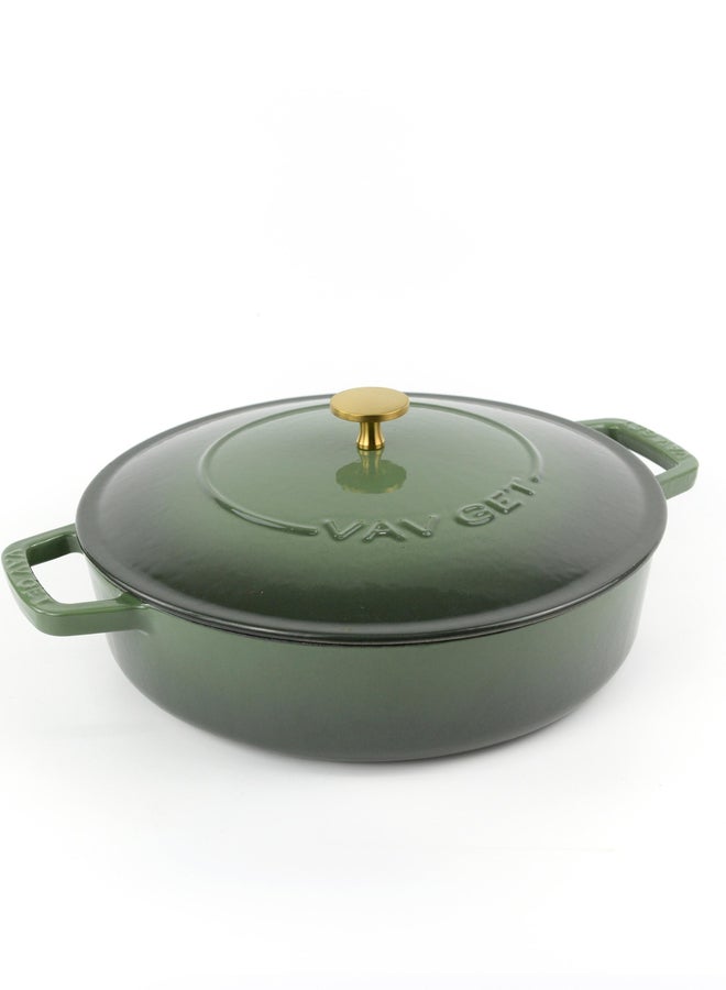 VAV GET Enameled Cast Iron Dutch Oven Braiser. 28cm, 3.79L, Olive Green - Image 3
