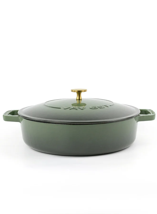 واو غت فرن هولندي من الحديد الزهر المطلي بالمينا من  ،  سم، . لتر، أخضر زيتوني