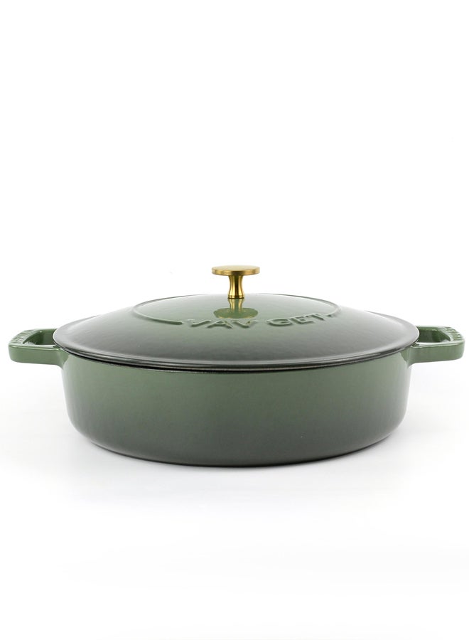 VAV GET Enameled Cast Iron Dutch Oven Braiser. 28cm, 3.79L, Olive Green - Image 1