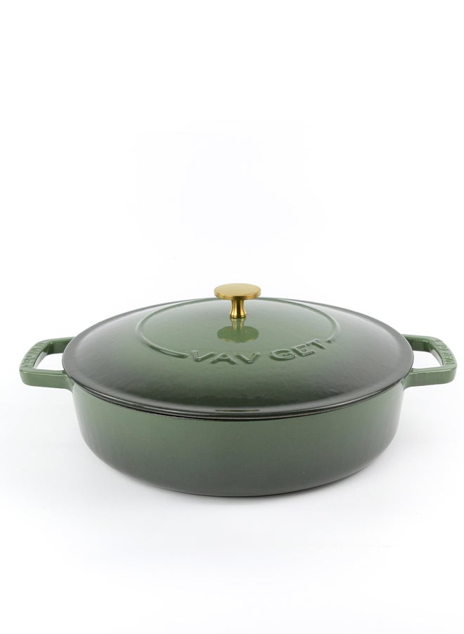 VAV GET Enameled Cast Iron Dutch Oven Braiser. 28cm, 3.79L, Olive Green - Image 4