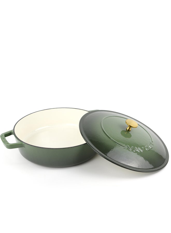 VAV GET Enameled Cast Iron Dutch Oven Braiser. 28cm, 3.79L, Olive Green - Image 5