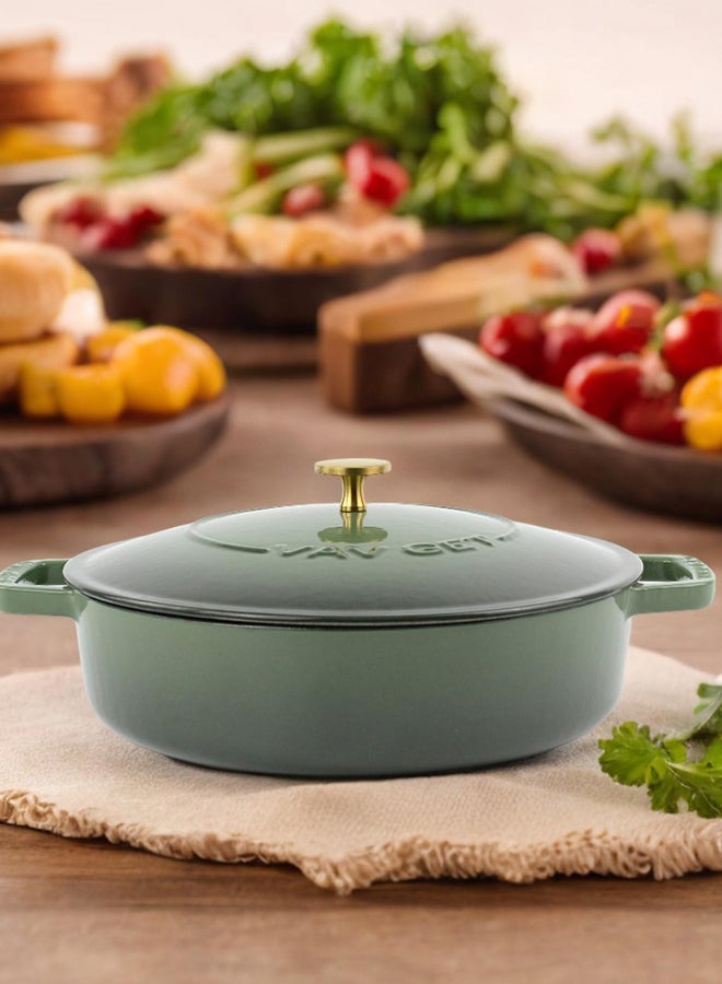 VAV GET Enameled Cast Iron Dutch Oven Braiser. 28cm, 3.79L, Olive Green - Image 2