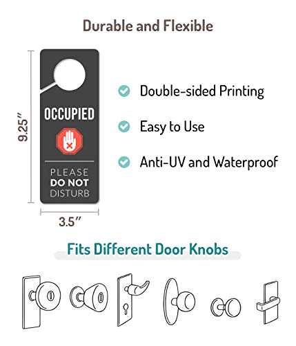 Fun-Plus Occupied Sign for Bathroom Door, 2 Pack (Printed on Both Sides), 9.3″x3.5″ PVC Plastic - Image 2