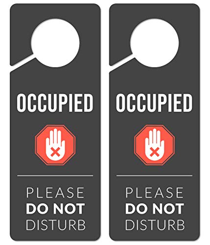 Fun-Plus Occupied Sign for Bathroom Door, 2 Pack (Printed on Both Sides), 9.3″x3.5″ PVC Plastic - Image 1