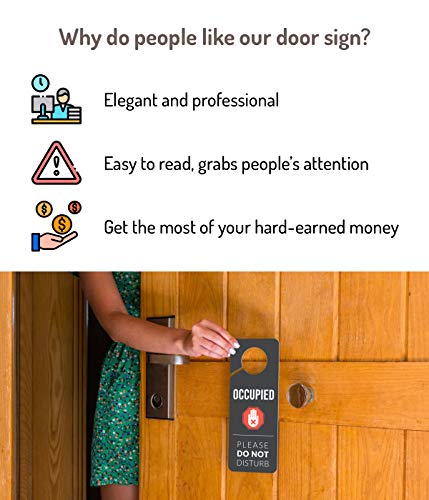 Fun-Plus Occupied Sign for Bathroom Door, 2 Pack (Printed on Both Sides), 9.3″x3.5″ PVC Plastic - Image 3