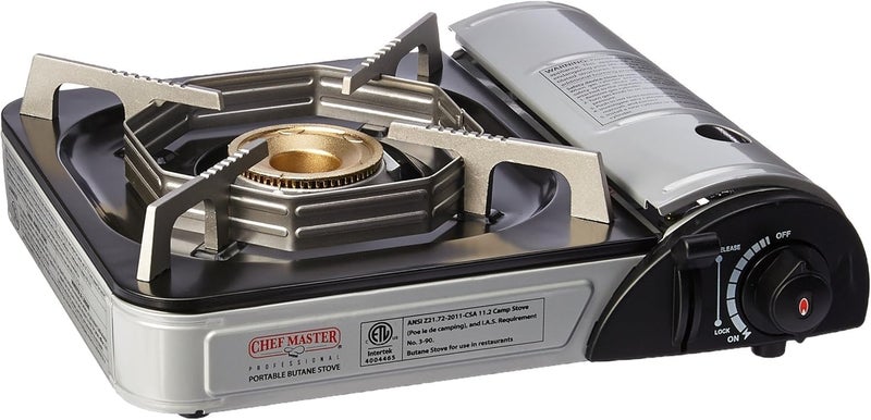 Chef-Master Chef Master 90011 Butane Countertop Stove ONLY, Portable Camping Stove 10,000 BTU Output Brass Burner, Piezo Ignition Portable Stove with High-Impact Carry Case for Emergency Use & Outdoor Cooking - Image 1