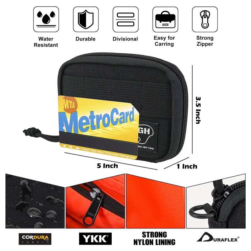 RE ROUGH ENOUGH محفظة حامل بطاقة الائتمان القوية للرجال والمراهقين مع حبل عنق وجيب بسحاب للأ coins أكورديون أسود كوردورا - Image 2