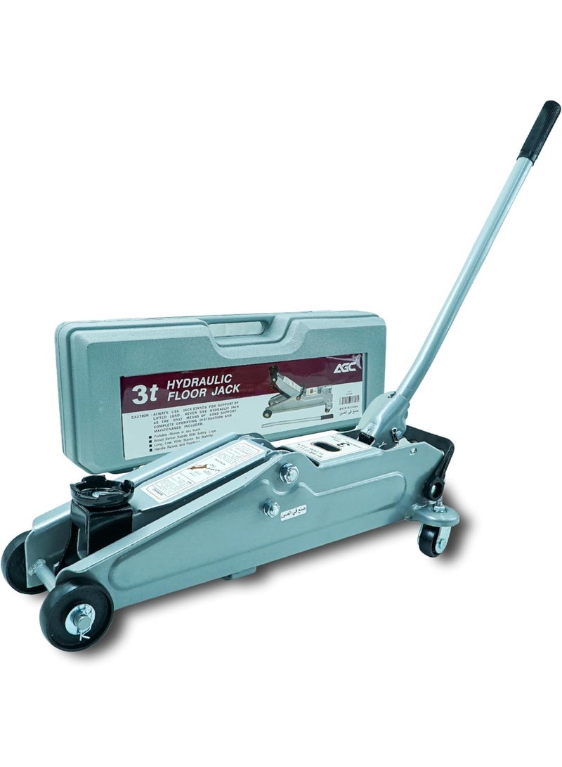 Agc 3 Ton Hydraulic Floor Jack with Carry Case Heavy-Duty Steel Construction Large Saddle 360° Swivel Casters Easy Lift for Cars, SUVs & Light Trucks, JK10006 - Image 2