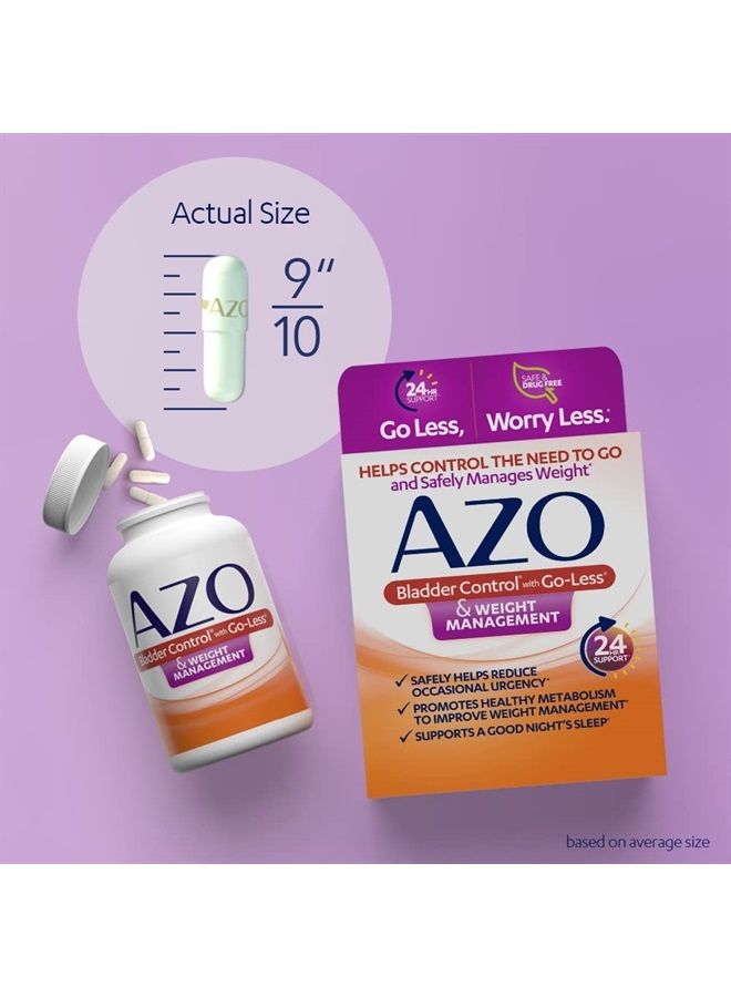 AZO Bladder Control with Go-Less® & Weight Management Dietary Supplement | Helps Reduce Occasional Urgency* | Promotes Healthy Metabolism* | Supports a Good Night's Sleep* | 48 Capsules - Image 5