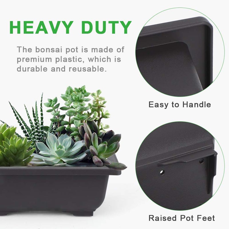 GROWNEER 6 Packs 6.5 Inch Bonsai Training Pots with Drainage Humidity Trays, Bonsai Tree Kits with 1 Repotting Mat, Growing Planter for Garden, Yard, Balcony, Office, Indoor, Outdoor - Image 4