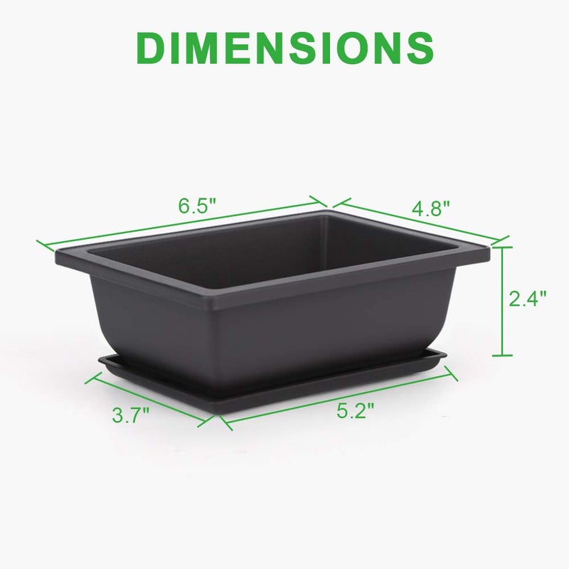 GROWNEER 6 Packs 6.5 Inch Bonsai Training Pots with Drainage Humidity Trays, Bonsai Tree Kits with 1 Repotting Mat, Growing Planter for Garden, Yard, Balcony, Office, Indoor, Outdoor - Image 2
