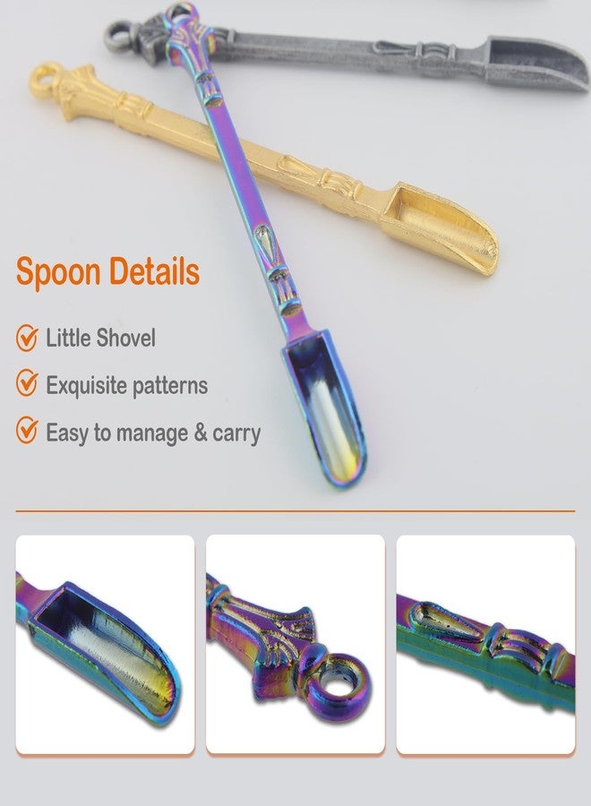 Demearly 6-Pack Mini Spoons Metal Tiny Shovels 3-Inch Small Medicine Spoon for Home Kitchen Spices, Necklace Charms Pendants DIY Craft Making (Multicolor) - Image 3