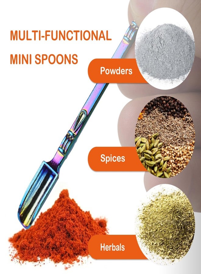 Demearly 6-Pack Mini Spoons Metal Tiny Shovels 3-Inch Small Medicine Spoon for Home Kitchen Spices, Necklace Charms Pendants DIY Craft Making (Multicolor) - Image 2