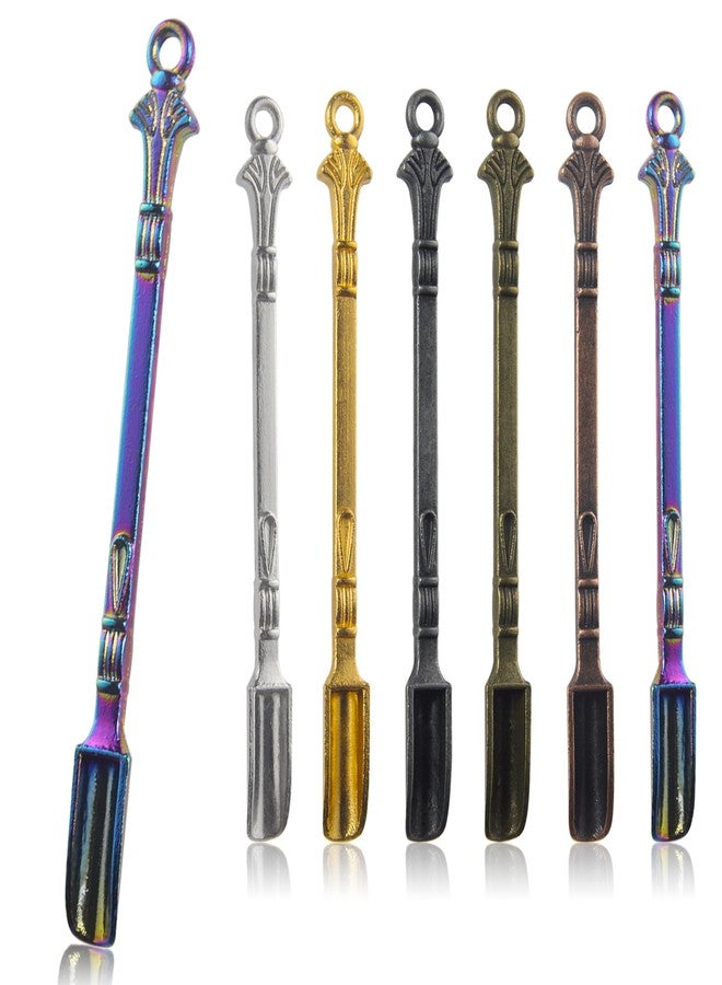 Demearly 6-Pack Mini Spoons Metal Tiny Shovels 3-Inch Small Medicine Spoon for Home Kitchen Spices, Necklace Charms Pendants DIY Craft Making (Multicolor) - Image 1