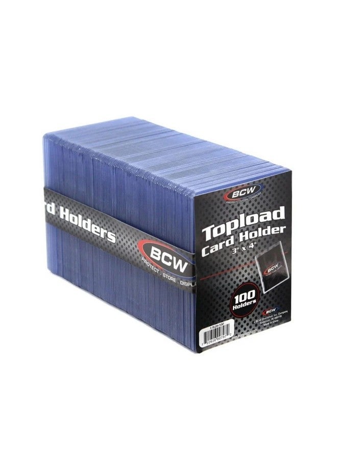 BCW 3x4 Standard Topload Card Holders - 100 Pack | Toploader Hard Plastic Card Sleeves for Baseball, Football, Basketball, Pokemon, Yugioh, MTG Cards | Clear Card Protector Sleeves - Image 1
