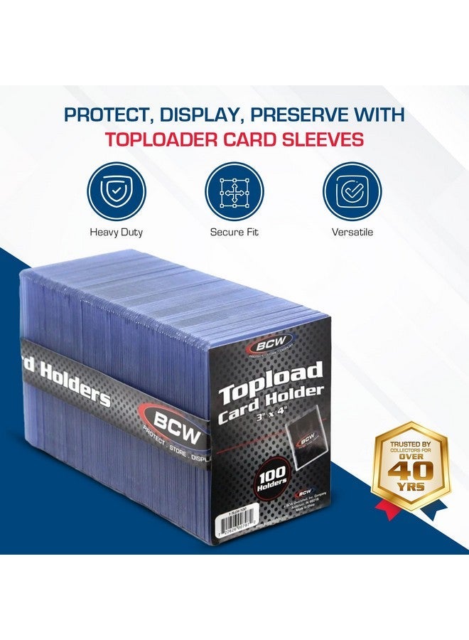 BCW 3x4 Standard Topload Card Holders - 100 Pack | Toploader Hard Plastic Card Sleeves for Baseball, Football, Basketball, Pokemon, Yugioh, MTG Cards | Clear Card Protector Sleeves - Image 2