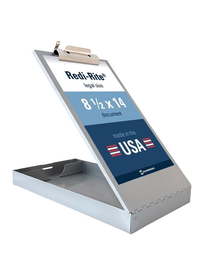 Saunders Metal Clipboard with Storage, Silver Single Layer Nursing Clipboard Folio, Legal Size Paper Organizer, Steel Clip with Self Locking Latch, Form Holder for Office, School & Work - Made in USA - Image 1