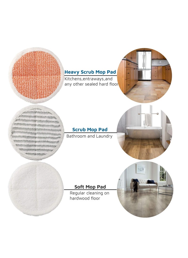 6-PCS Replacement Pads Compatible with Bissell Spinwave 2124, 2039A, 2307, 23157, 20391, 20399 Electric Hard Floor Mops, Replacement Mop Pads (White, Orange, Off-White Strips)  - Image 3