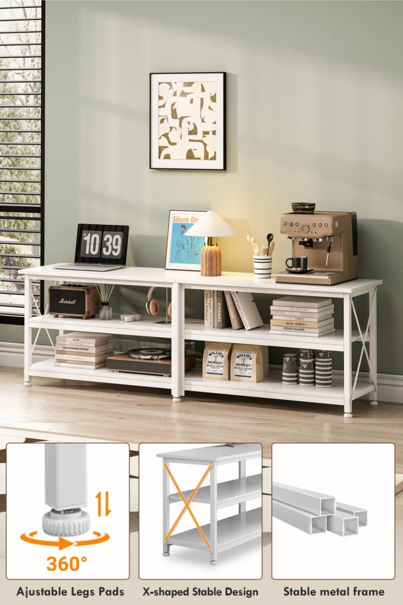 هارلان ١٦٠*٤٠*٦٠ سم، حامل تلفزيون حتى ٧٠ بوصة، طاولة تلفزيون مع رفوف تخزين خشبية بثلاث طبقات، مركز ترفيه عصري وطاولة كونسول تلفزيون صناعية لغرفة المعيشة وغرفة النوم، لون - Image 5