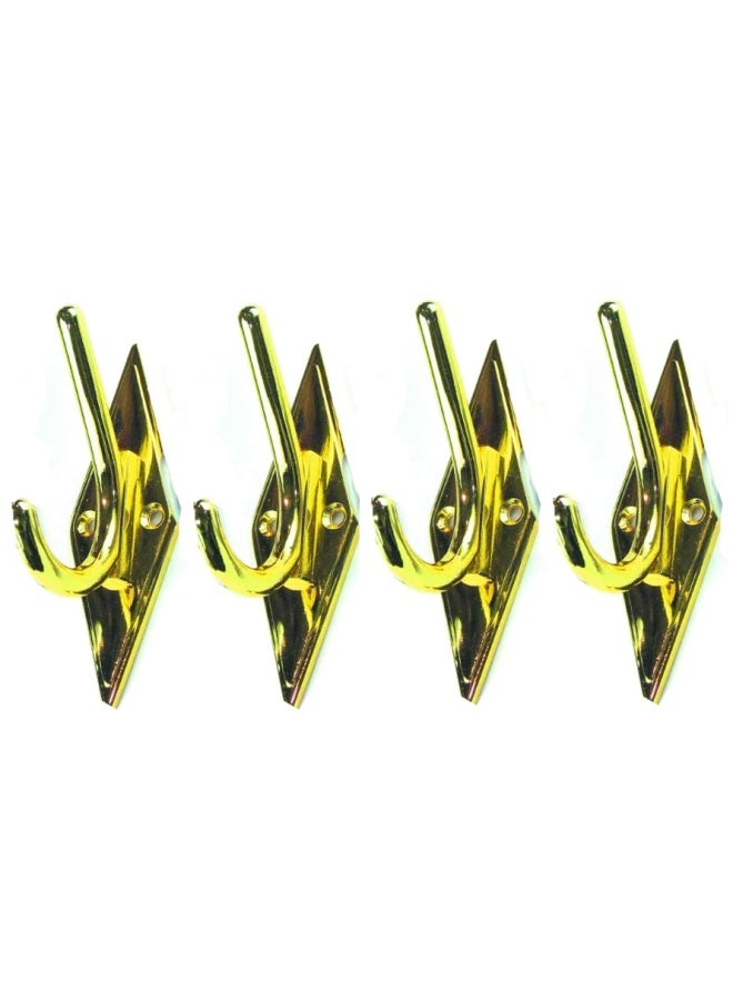 ROBUSTLINE Multipurpose Wall Mounted Hat And Coat Hooks With Diamond Plate For Clothes Coats Hats Belts Towels Ch-129 4 Brass Plated