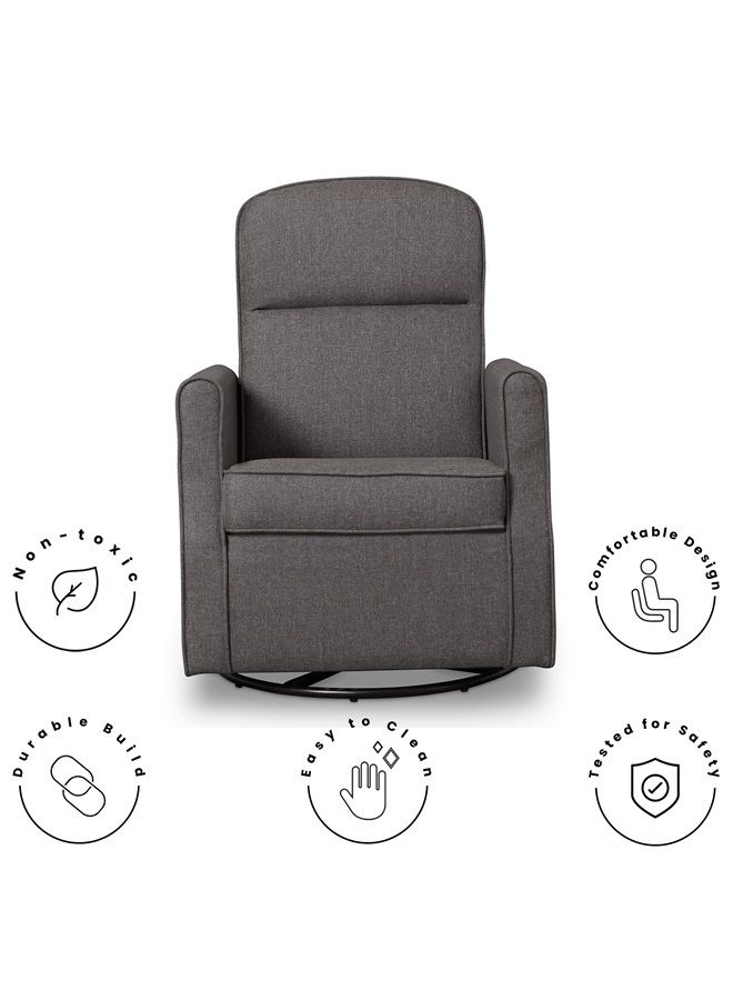 Delta CHILDREN Blair Slim Nursery Glider Swivel Rocker Chair, Charcoal  - Image 3