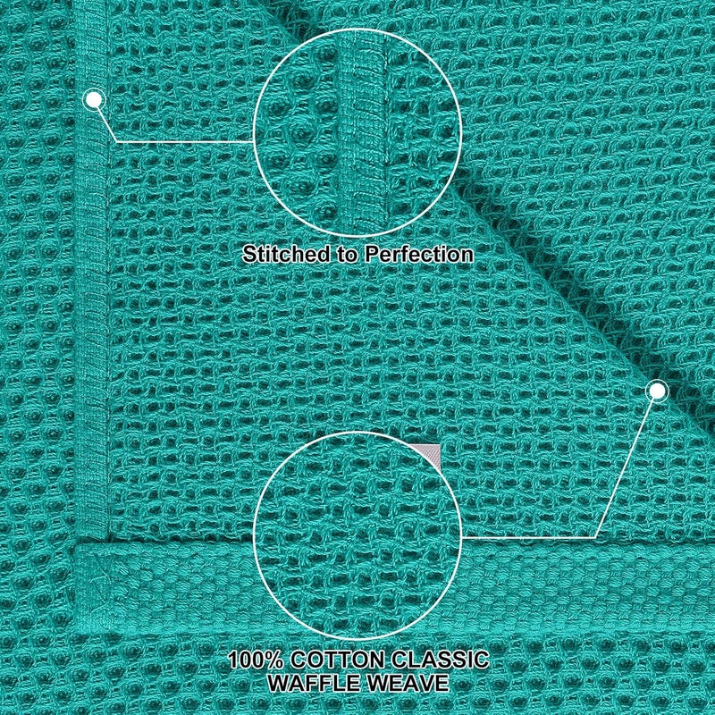 Homaxy 100% Cotton Kitchen Towels and Dishcloths Set, 12 x 12 Inches and 13 x 28 Inches, Set of 8 Bulk Kitchen Towels Set, Ultra Soft Absorbent Dish Cloths for Washing Dishes, Teal - Image 2
