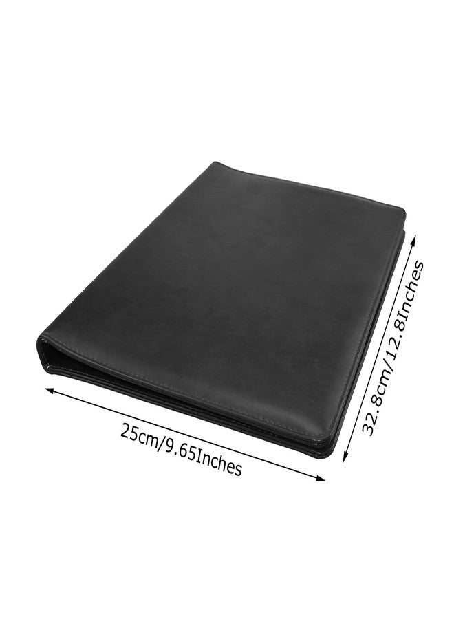 Enyuwlcm PU Leather Portfolio Folder with Clipboard Clip Padfolio for Business Interview Resume (Black) - Image 2