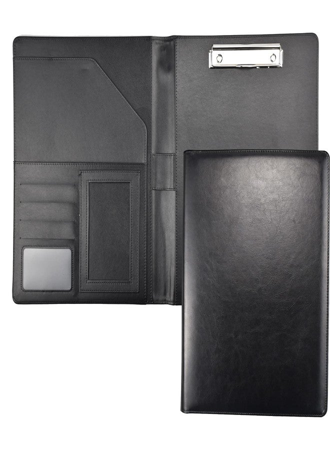 Enyuwlcm PU Leather Portfolio Folder with Clipboard Clip Padfolio for Business Interview Resume (Black) - Image 1
