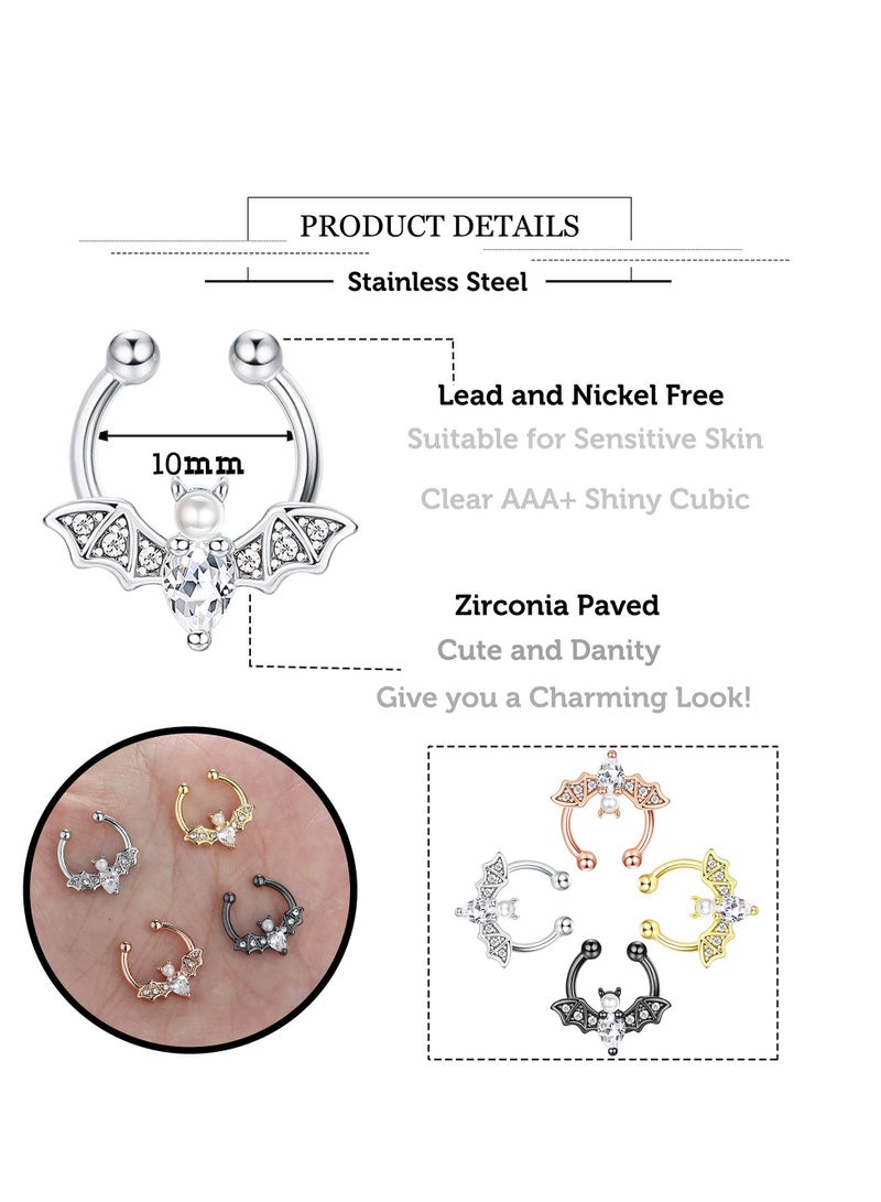 Zikra Faux Septum Ring for Women Men Stainless Steel Fake Septum Piercing Jewelry Non-Pierced Clip On Nose Ring Hoop - Image 4