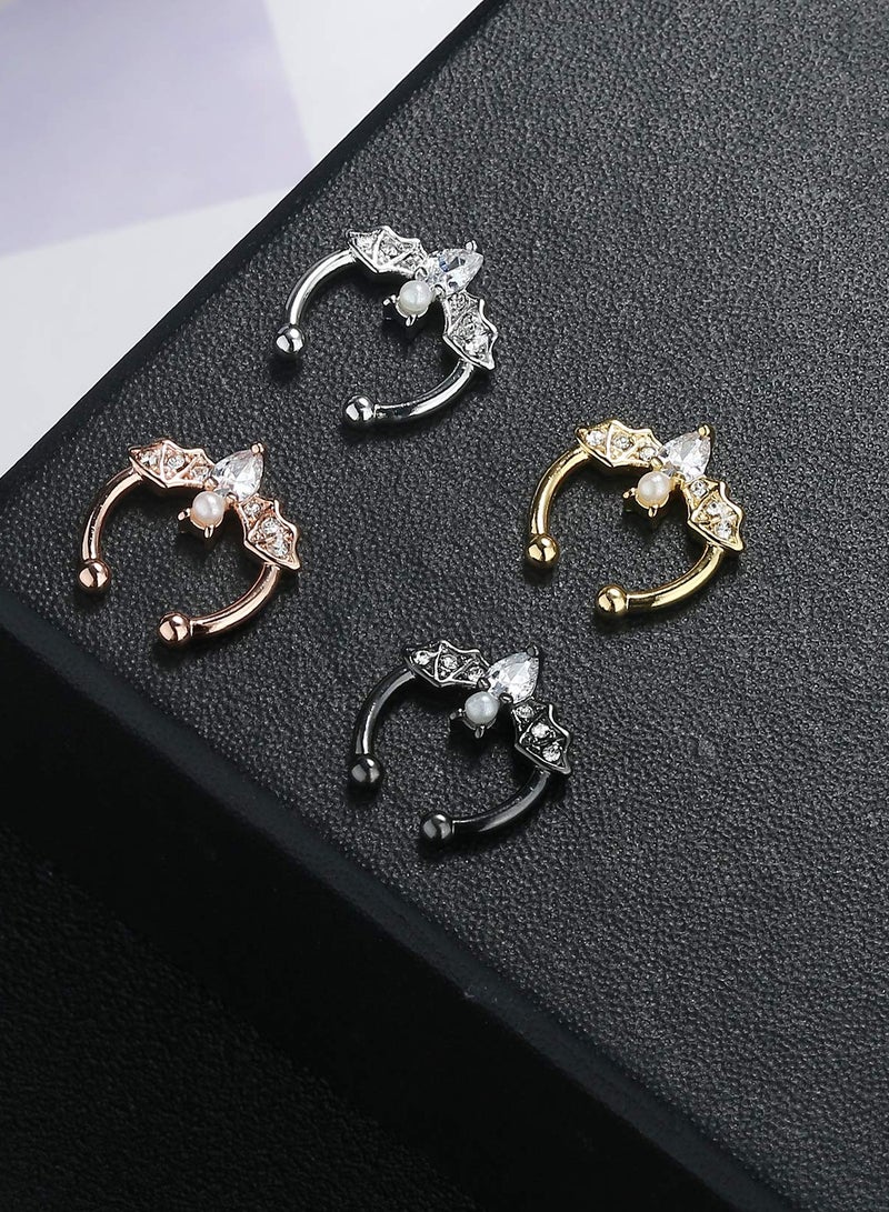 Zikra Faux Septum Ring for Women Men Stainless Steel Fake Septum Piercing Jewelry Non-Pierced Clip On Nose Ring Hoop - Image 3