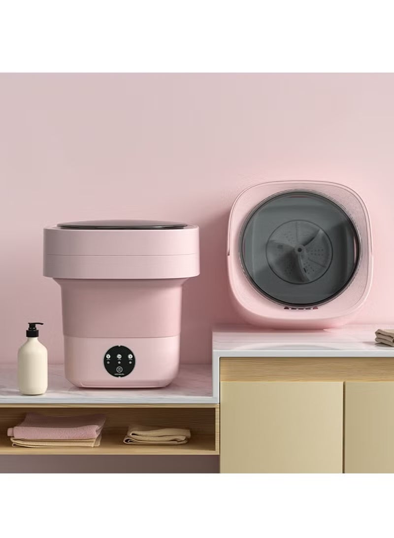 A ZONE Compact Portable Washer, 3 Modes Deep Cleaning Lingerie, Baby Clothes and Small Items, Foldable Washer for Apartment, Camping and Traveling (Pink) - Image 1