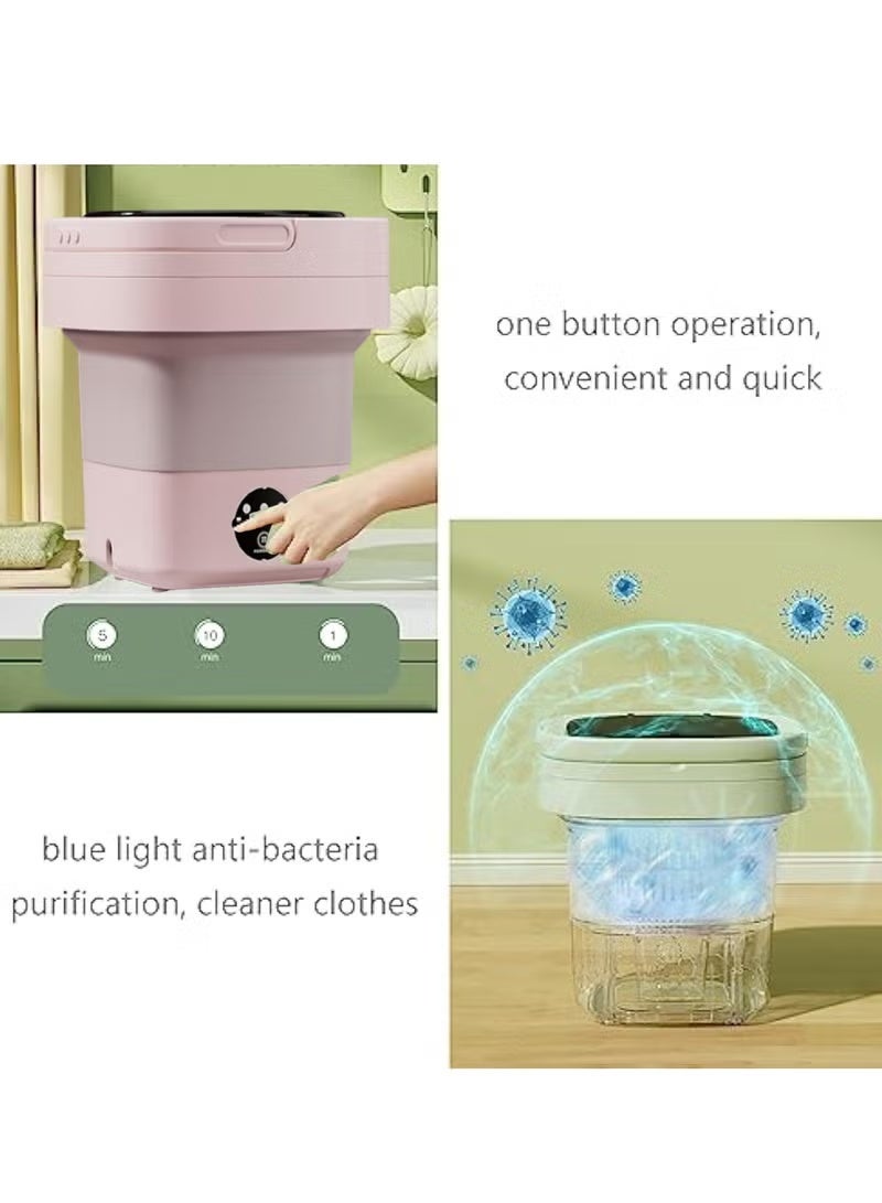 A ZONE Compact Portable Washer, 3 Modes Deep Cleaning Lingerie, Baby Clothes and Small Items, Foldable Washer for Apartment, Camping and Traveling (Pink) - Image 4