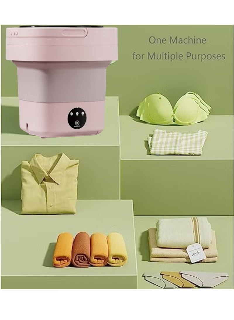 A ZONE Compact Portable Washer, 3 Modes Deep Cleaning Lingerie, Baby Clothes and Small Items, Foldable Washer for Apartment, Camping and Traveling (Pink) - Image 3
