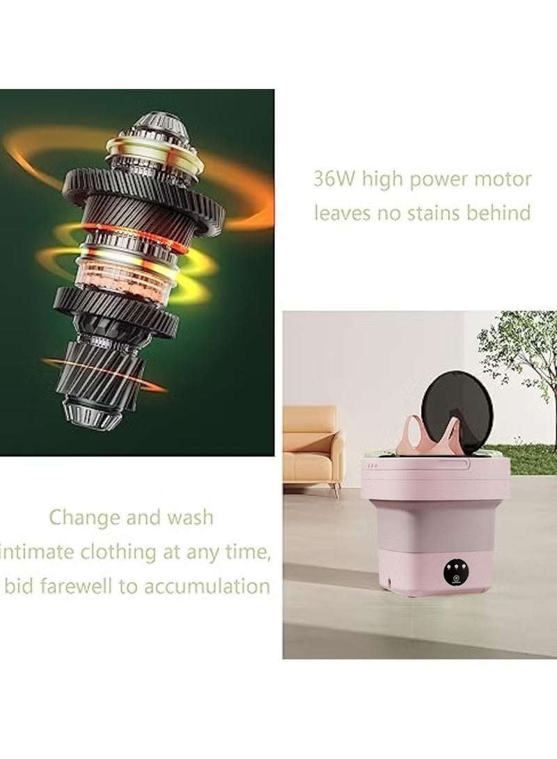 A ZONE Compact Portable Washer, 3 Modes Deep Cleaning Lingerie, Baby Clothes and Small Items, Foldable Washer for Apartment, Camping and Traveling (Pink) - Image 5