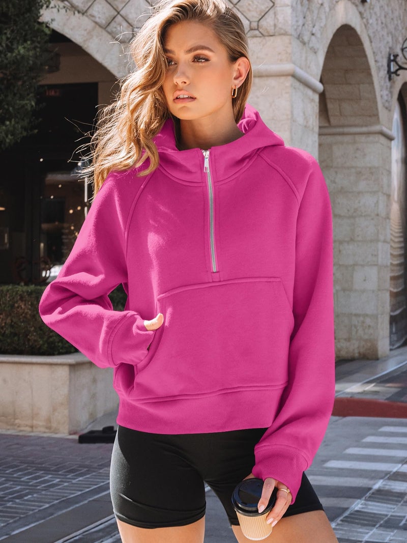 AUTOMET Womens Hoodies Fleece Fall Fashion Outfits Workout Sweatshirts Y2k Winter Zip Up Jackets Oversized Tops Clothes 2026 HotPink XL - Image 5