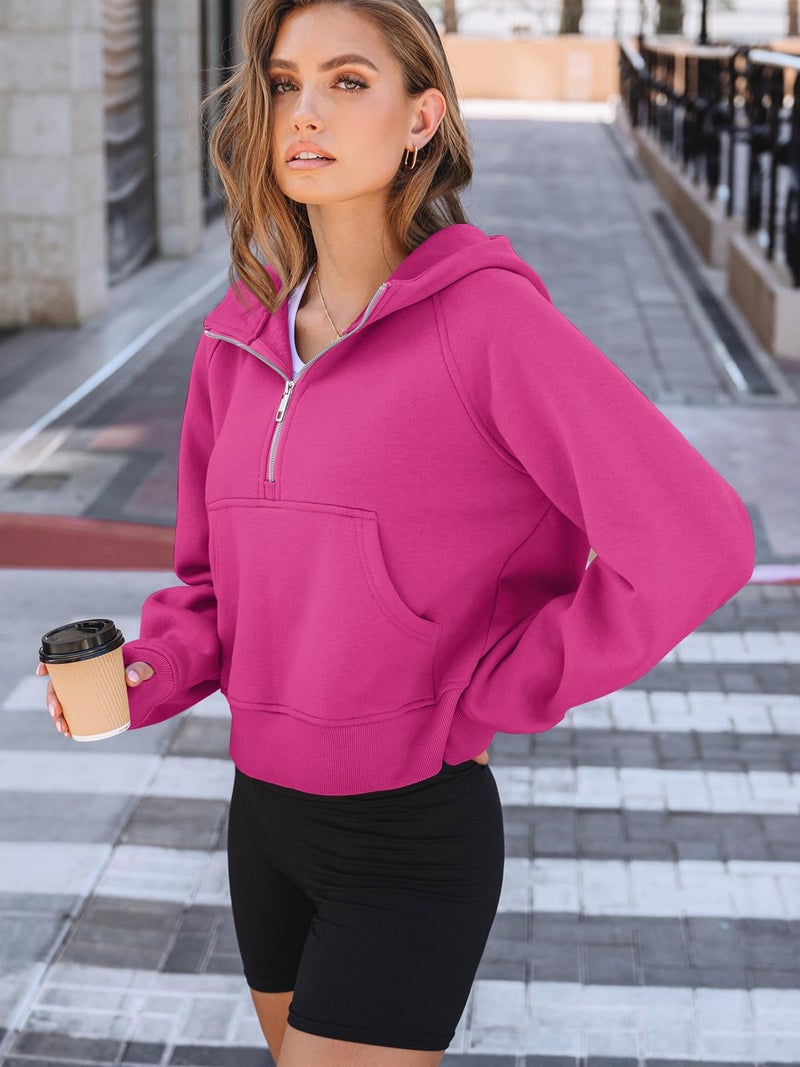 AUTOMET Womens Hoodies Fleece Fall Fashion Outfits Workout Sweatshirts Y2k Winter Zip Up Jackets Oversized Tops Clothes 2026 HotPink XL - Image 3
