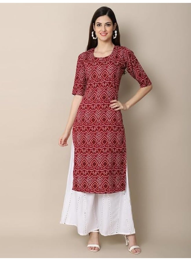 Pinkmint store Women's Crepe Print Straight Kurta [Pack of 6] XL - Image 4