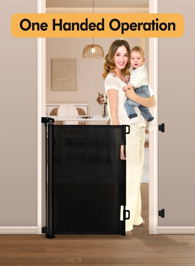 Zupetta Retractable Baby Gate for Stairs & Doorways, 55" Wide x 33.6" Tall Easy Installation Mesh Dog Gate for Indoor & Outdoor Use,Pet and Dog Safety Gate for Hallways(Black) - Image 3