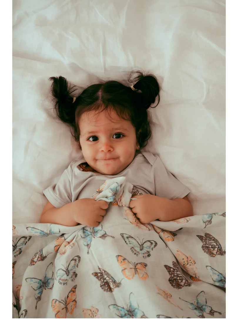 Anvi Baby Organic Bamboo Muslin Swaddle Wrap- Butterfly Dreams